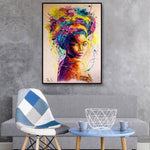 tableau femme africaine multicolore