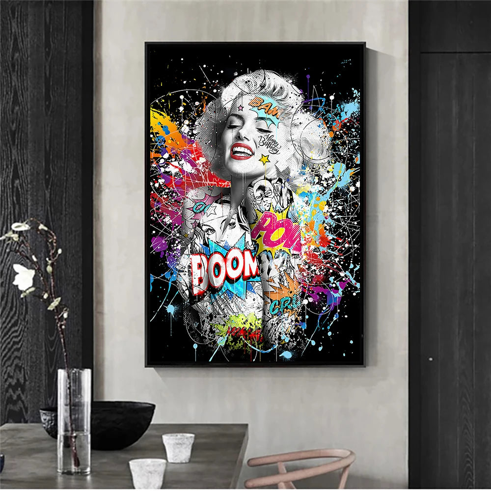 tableau street art marilyn toile