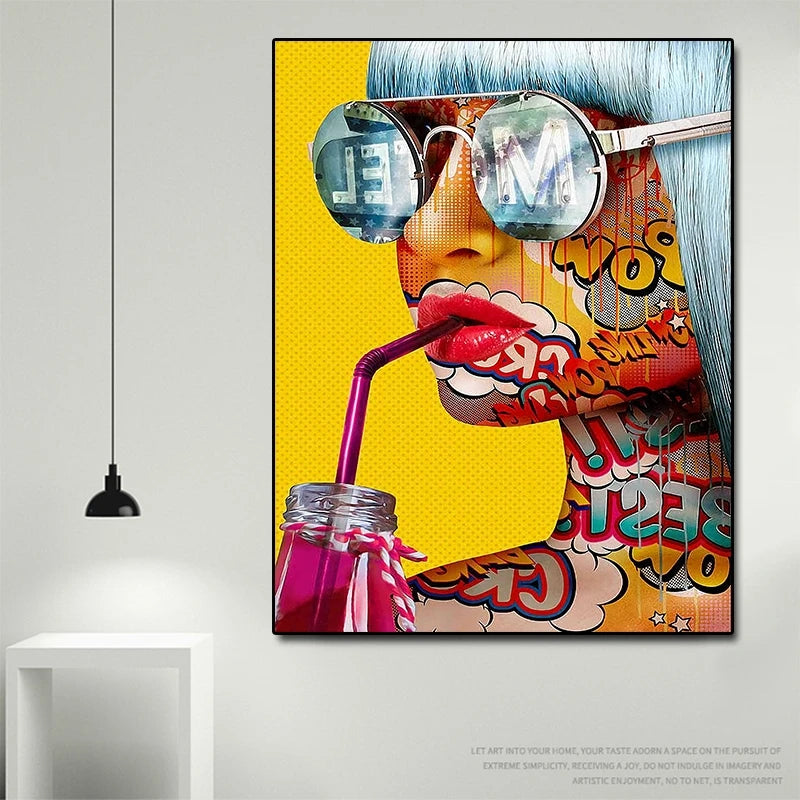 Tableau visage femme pop art