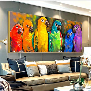 Tableau perroquet coloré toile