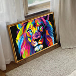 tableau lion pop art cadre