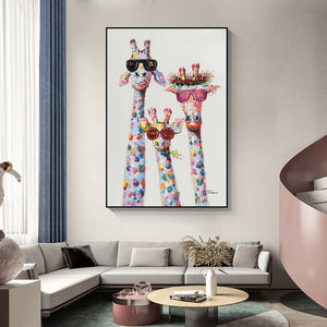 tableau girafe coloré cadre