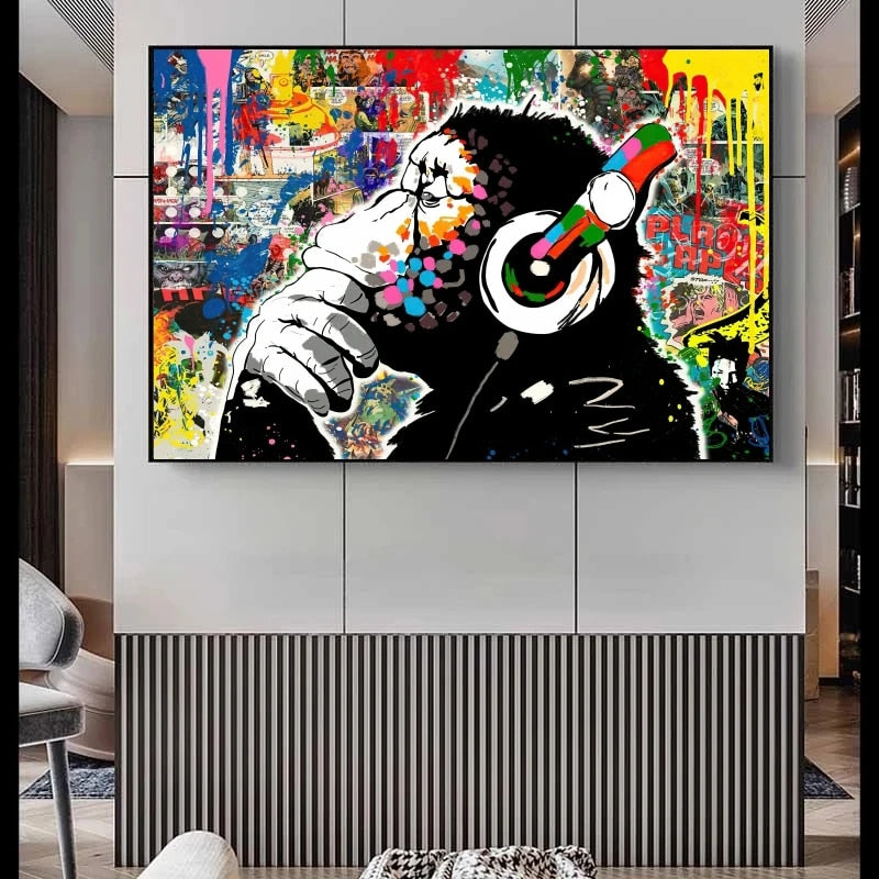 MJEDC Tableau Singes Pop Art Toile Cadre Singes Deco, Moderne Cool Animal  Toile Art Pour Salon Décoration (Avec Cadre, 70x70cm(27.55x27.55 inch)) :  : Cuisine et Maison