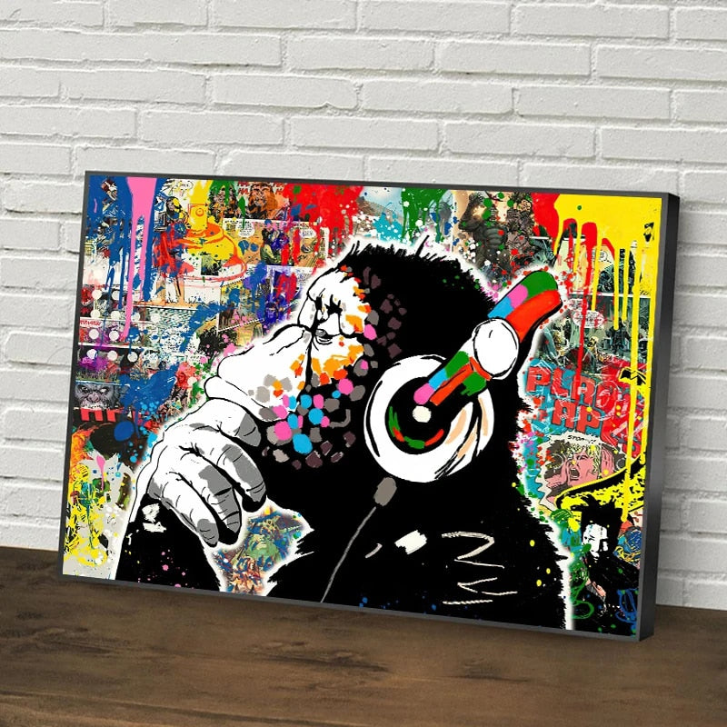 cadre et toile street art singe