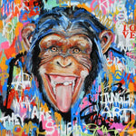Tableau de singe avec des graffitis