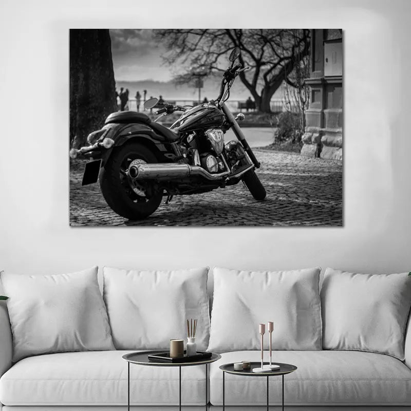 Tableau moto noir et blanc