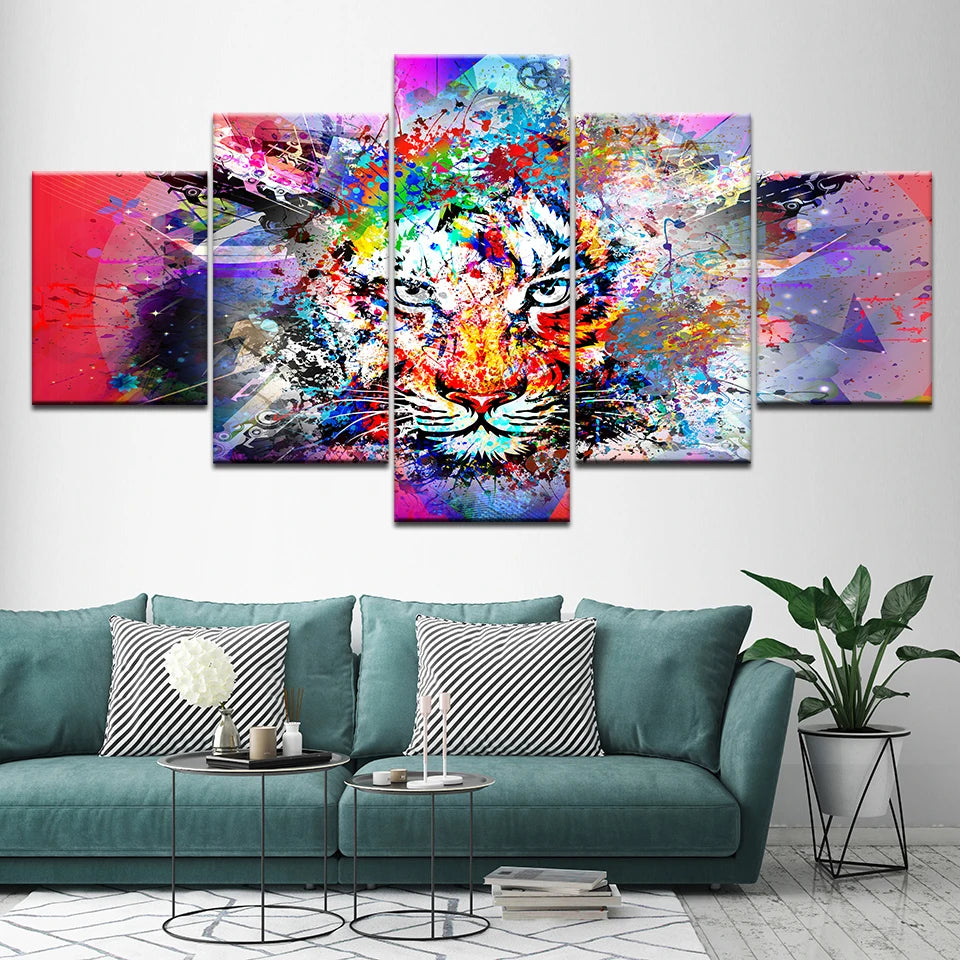 tableau tigre coloré toile