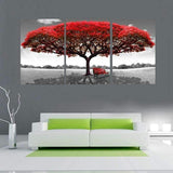ARBRE ROUGE - TRIPTYQUE - Toile imprimée sur châssis - Art-Cadre.fr