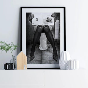 Tableau de toilette sexy pour femme sur les toilettes - Impression