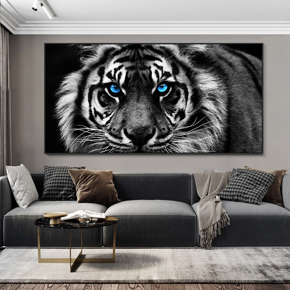 Tableau tigre noir et blanc toile