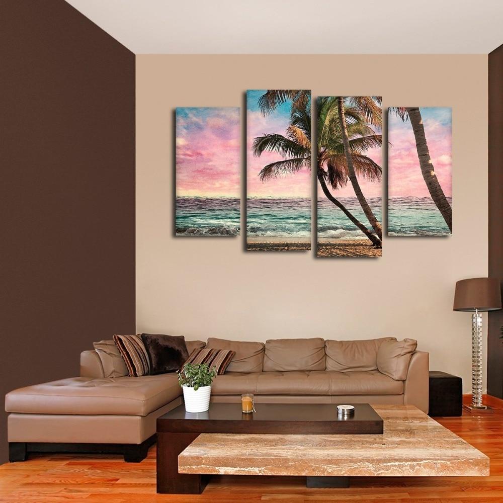 COCOTIERS DE LA PLAGE - Toile imprimée sur châssis - Art-Cadre.fr