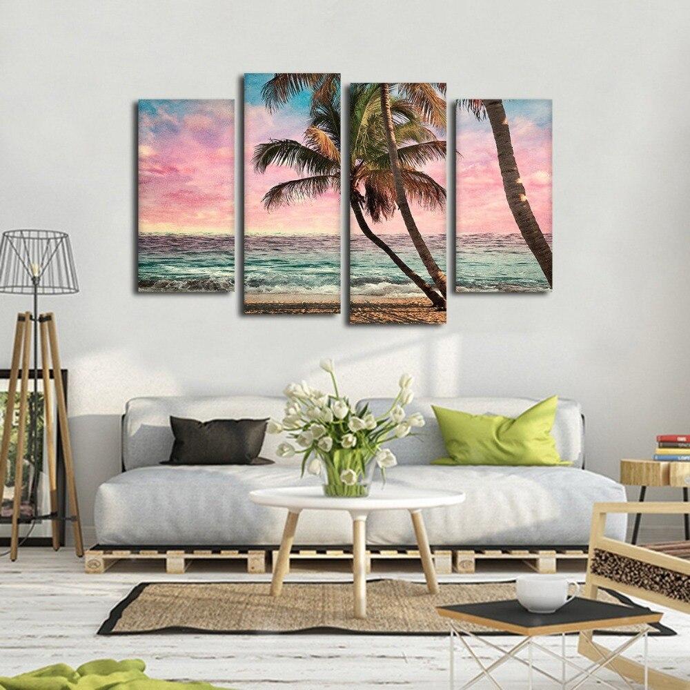 COCOTIERS DE LA PLAGE - Toile imprimée sur châssis - Art-Cadre.fr