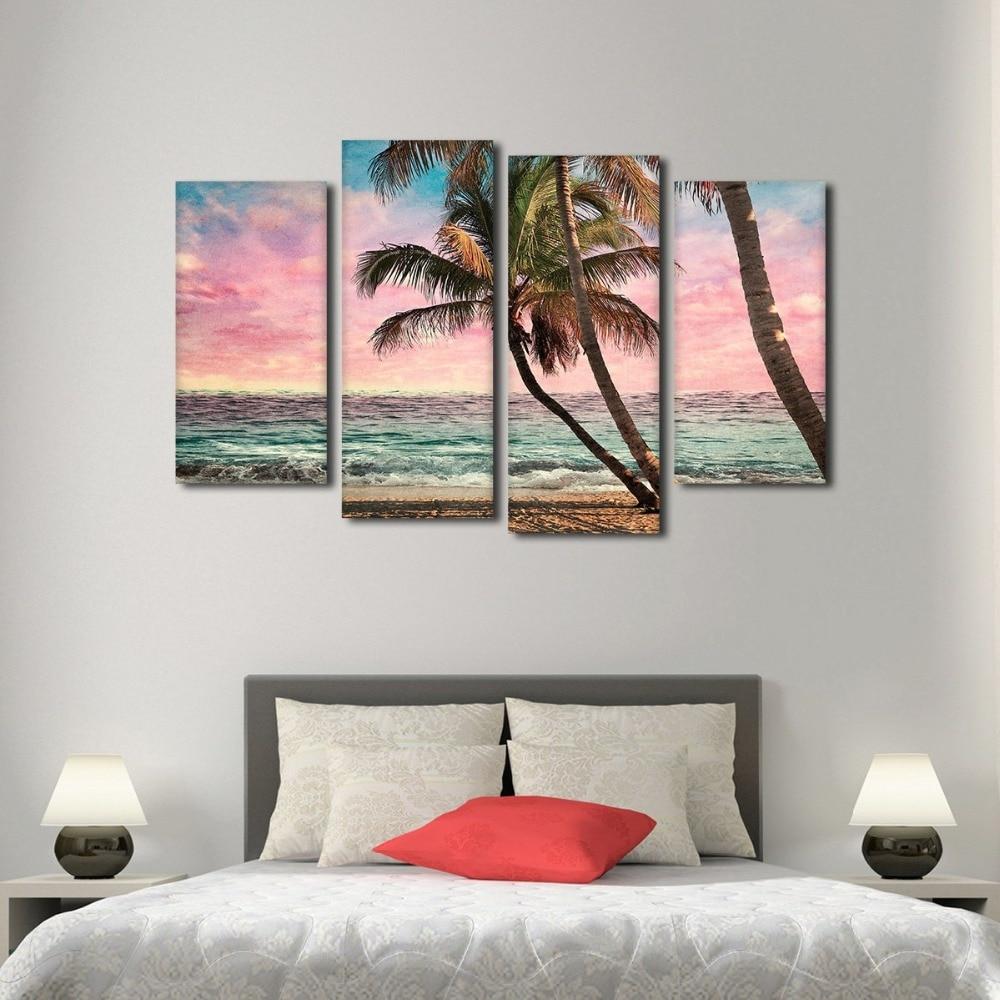 COCOTIERS DE LA PLAGE - Toile imprimée sur châssis - Art-Cadre.fr