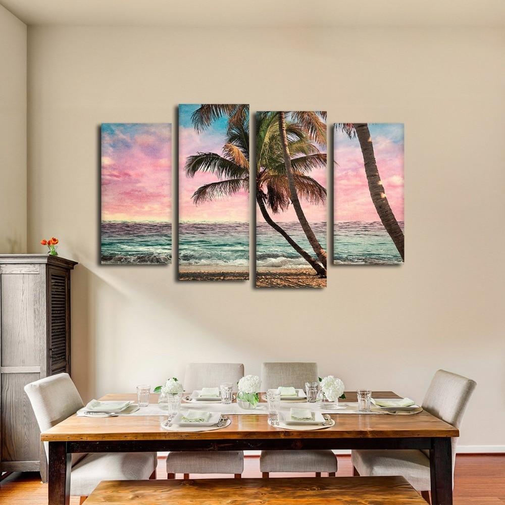 COCOTIERS DE LA PLAGE - Toile imprimée sur châssis - Art-Cadre.fr