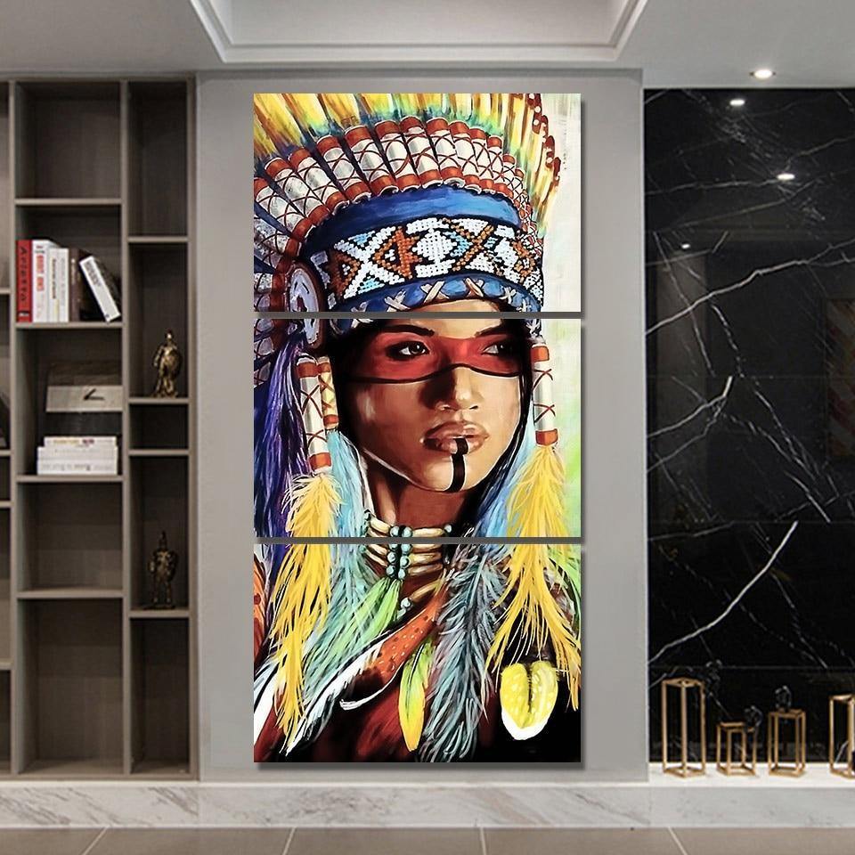 BELLE AMÉRINDIENNE - Tableau mural sur toile imprimée - Art-Cadre.fr