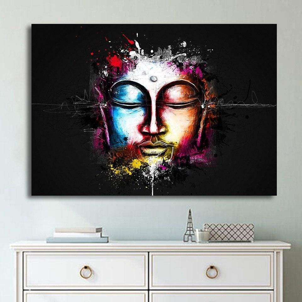 BOUDDHA COLORÉ - Tableau mural sur toile imprimée - Art-Cadre.fr