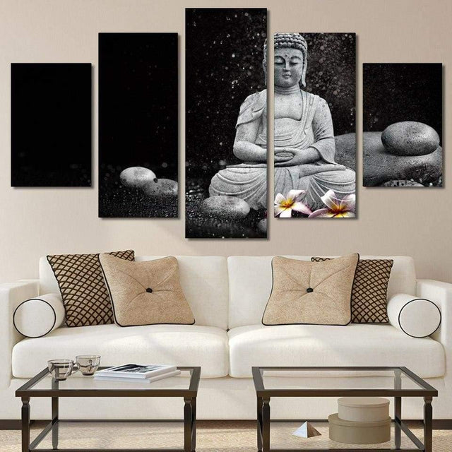 Tableau BOUDDHA noir et blanc - Tableau mural sur toile imprimée - Art-Cadre.fr