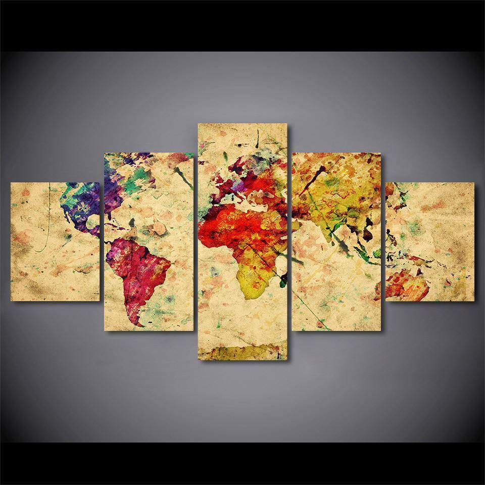 CARTE DU MONDE COLORÉE - Tableau mural sur toile imprimée - Art-Cadre.fr