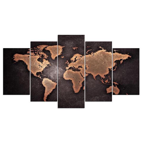 Carte du monde bois métal