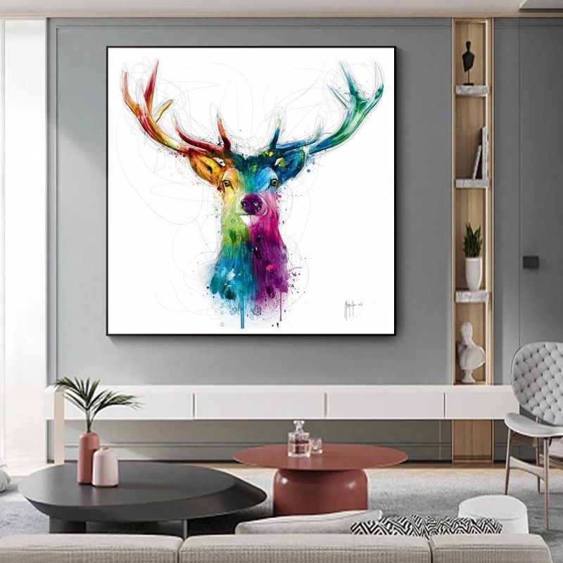 Tableau cerf coloré cadre