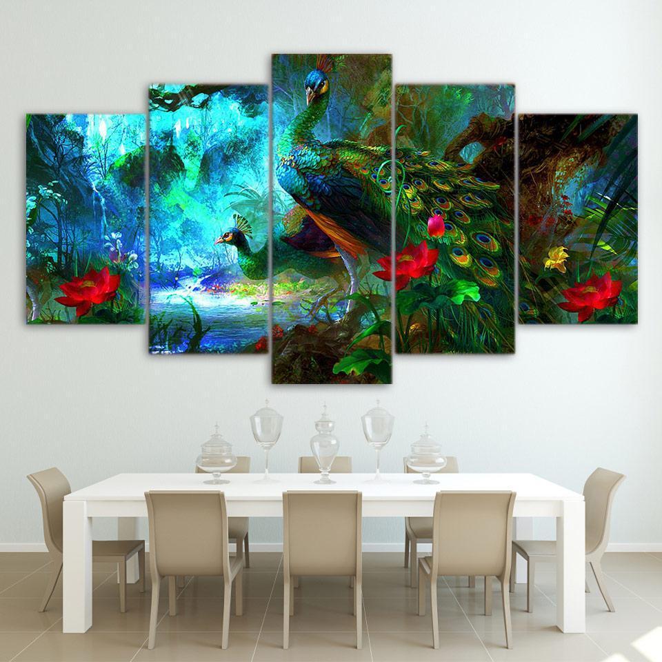 COUPLE DE PAONS - Tableau mural sur toile imprimée - Art-Cadre.fr