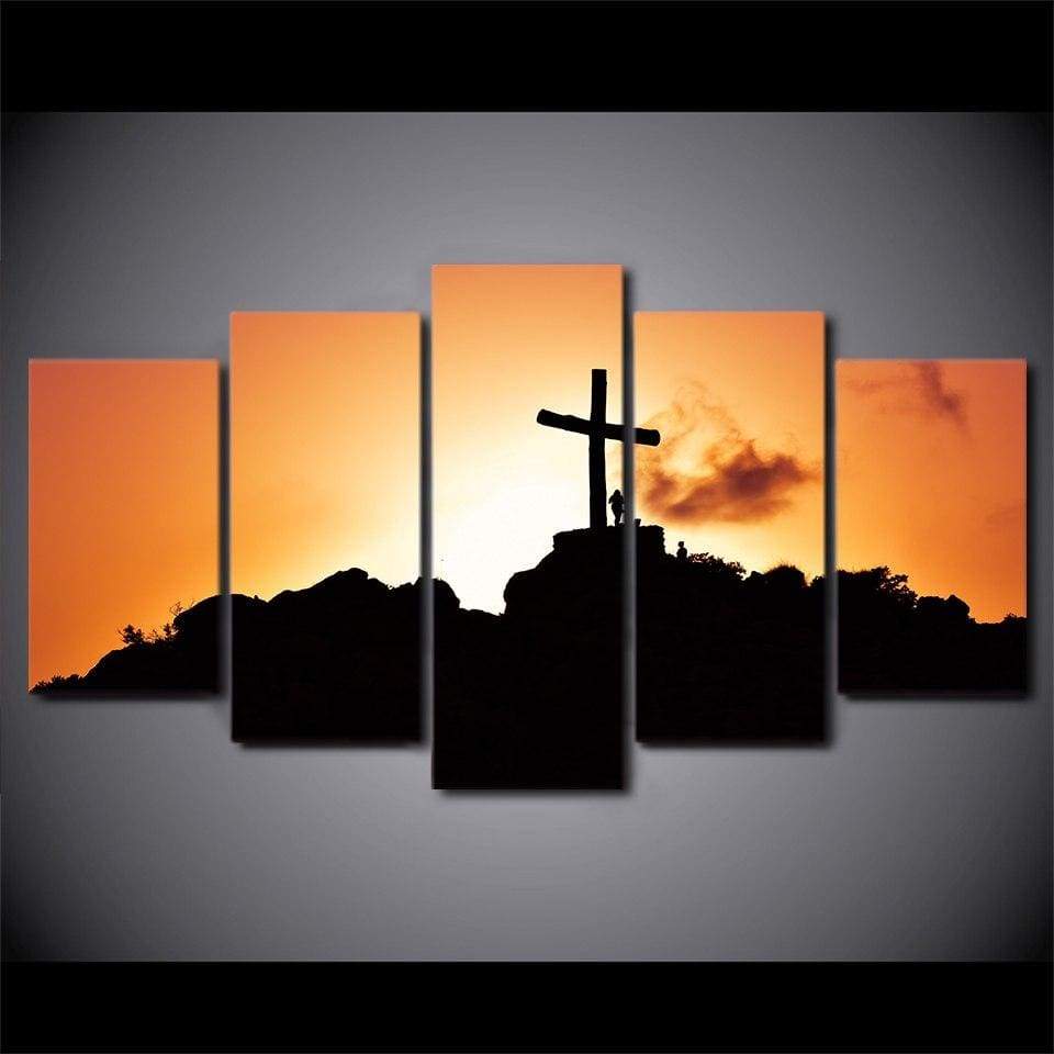 CROIX SUR LA MONTAGNE - Tableau mural sur toile imprimée - Art-Cadre.fr