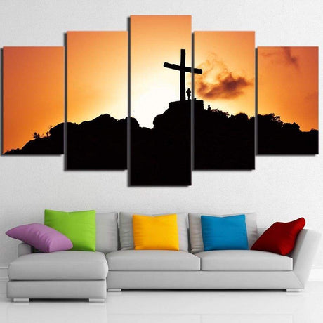 CROIX SUR LA MONTAGNE - Tableau mural sur toile imprimée - Art-Cadre.fr