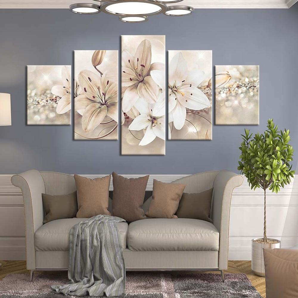 Tableau Fleurs de lys  Décoration murale florale sur toile – Art