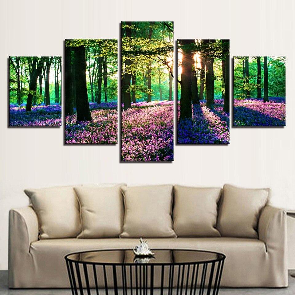 Tableau Forêt fleurie | Décoration murale imprimée sur toile. - Art-Cadre.fr