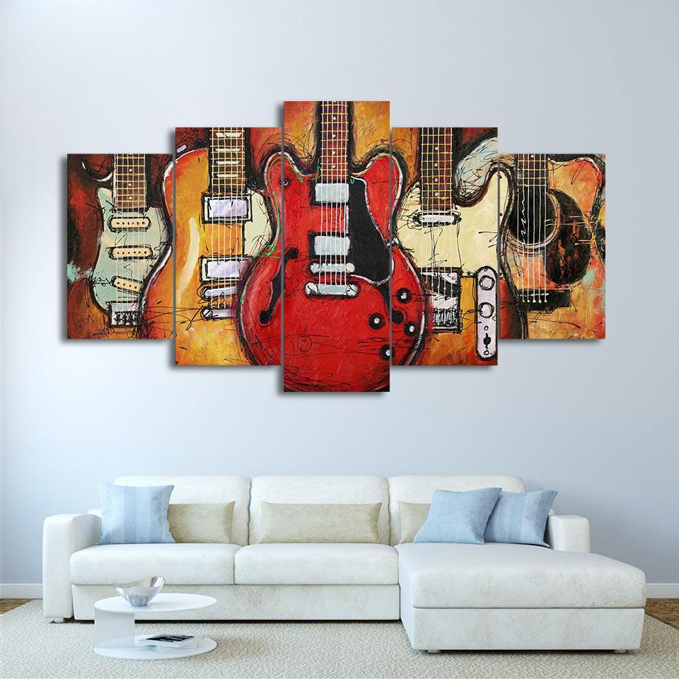 GUITARES VINTAGE - Tableau mural sur toile imprimée - Art-Cadre.fr