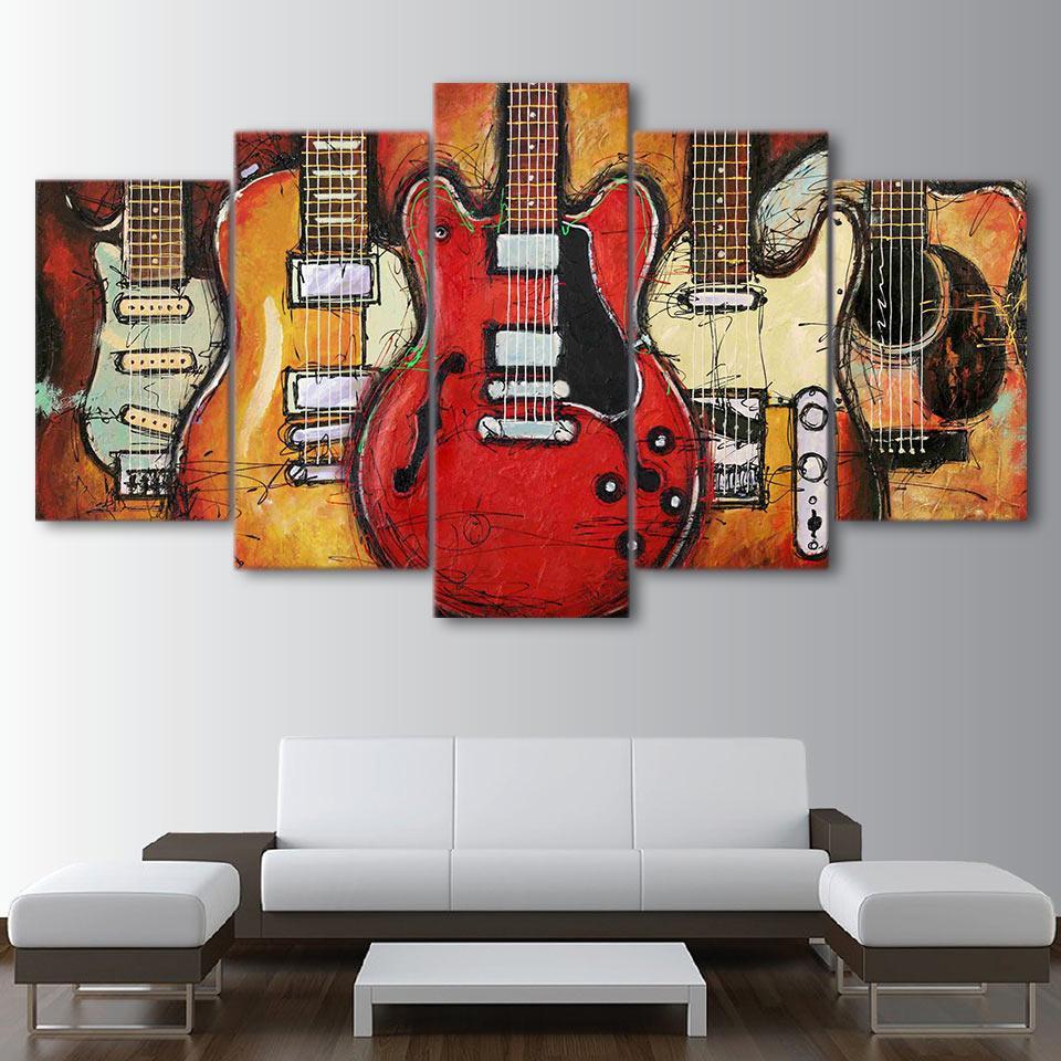 GUITARES VINTAGE - Tableau mural sur toile imprimée - Art-Cadre.fr