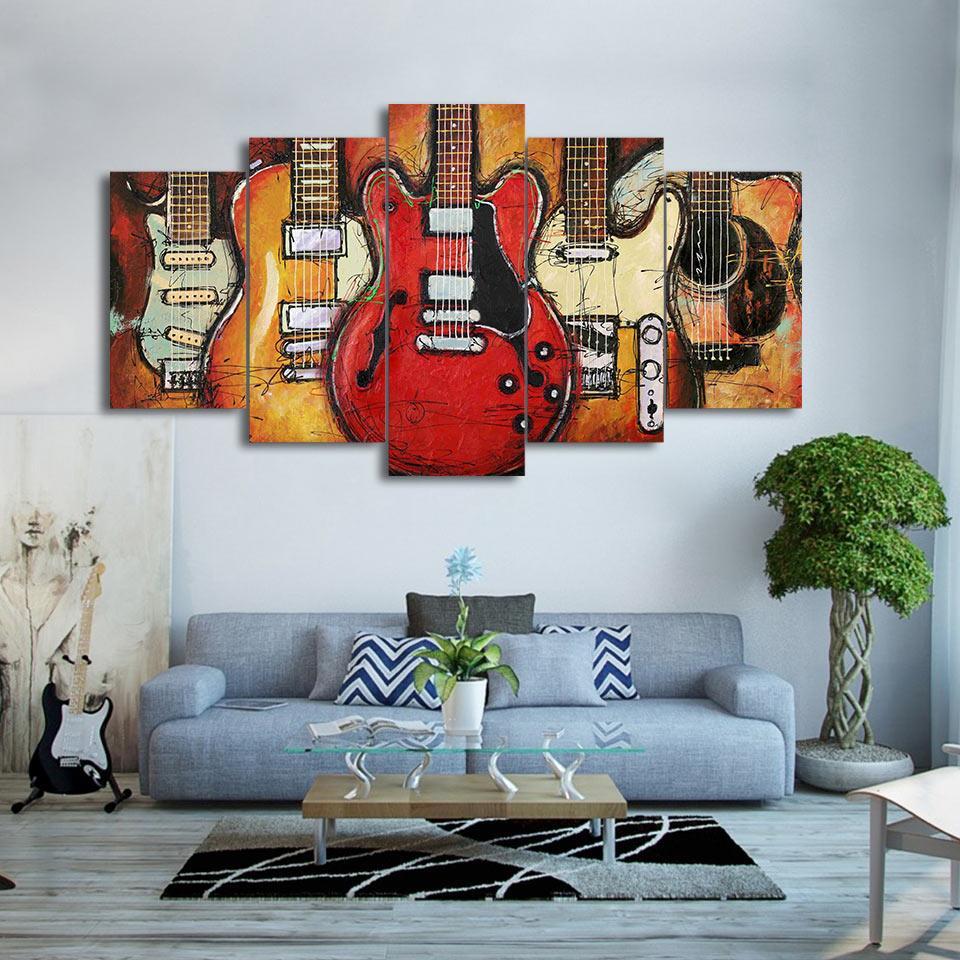 GUITARES VINTAGE - Tableau mural sur toile imprimée - Art-Cadre.fr