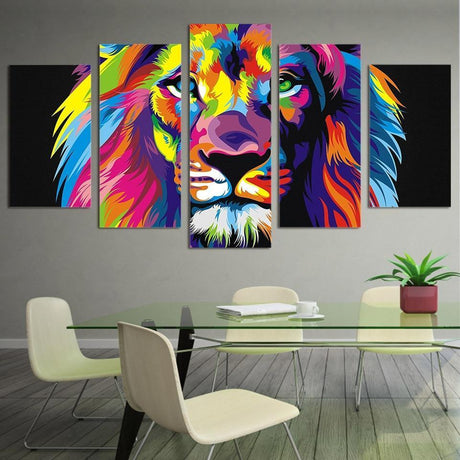 LION, POLYCHROME - Tableau mural sur toile imprimée - Art-Cadre.fr