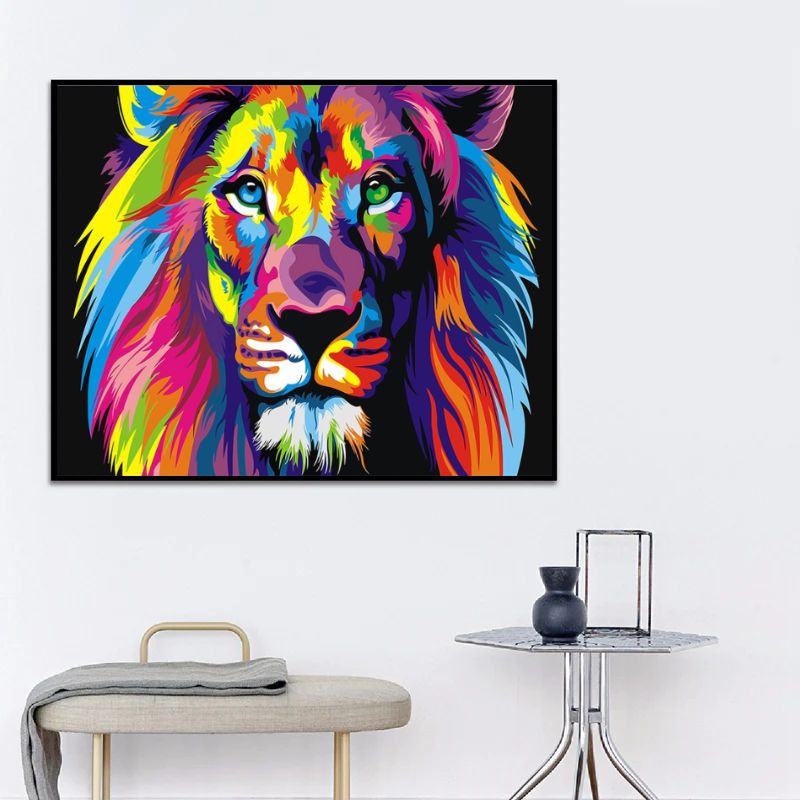 ▷ Très beau et artistique tableau mural d'un lion