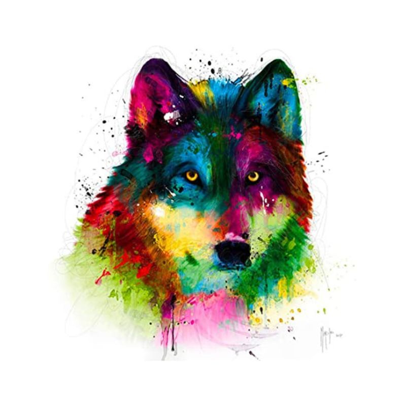 Tableau loup coloré toile