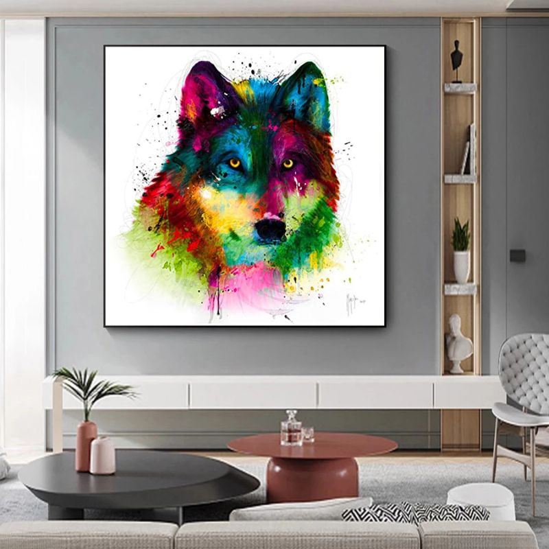 Tableau loup coloré