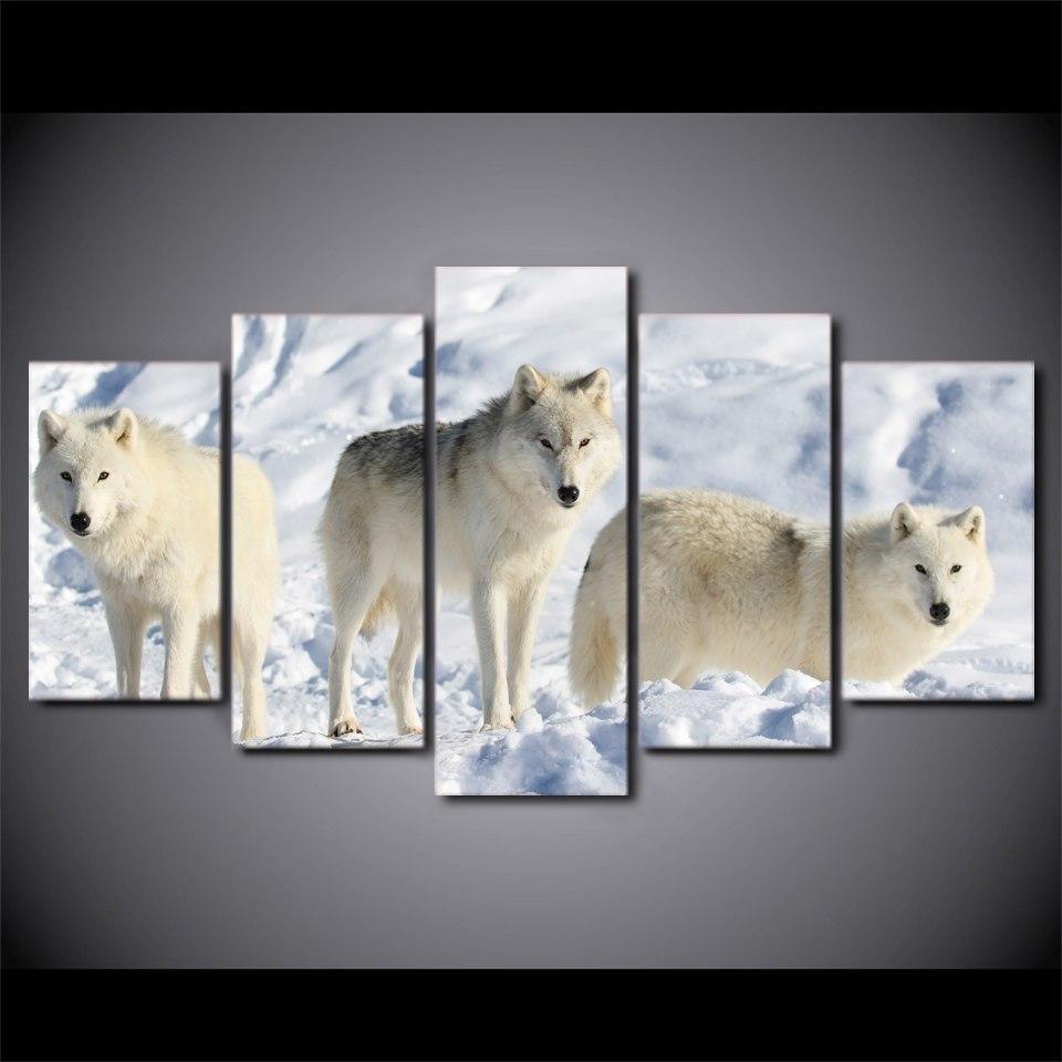 LOUPS BLANCS - Tableau mural sur toile imprimée - Art-Cadre.fr