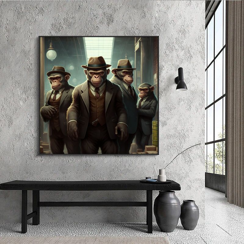 tableau singe mafia salon décoration murale