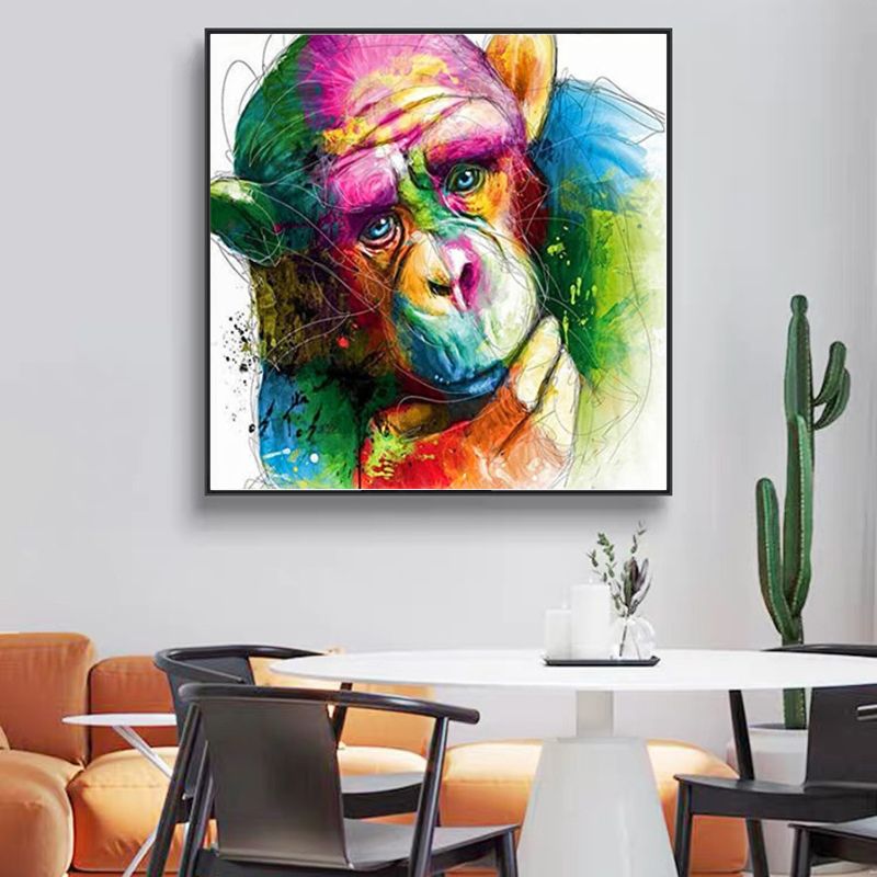 Tableau singe multicolore cadre