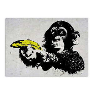 tableau singe qui tient banane