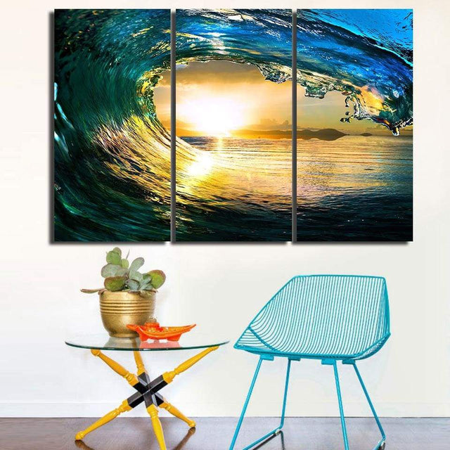 SOLEIL DANS LA VAGUE - Tableau mural sur toile imprimée - Art-Cadre.fr