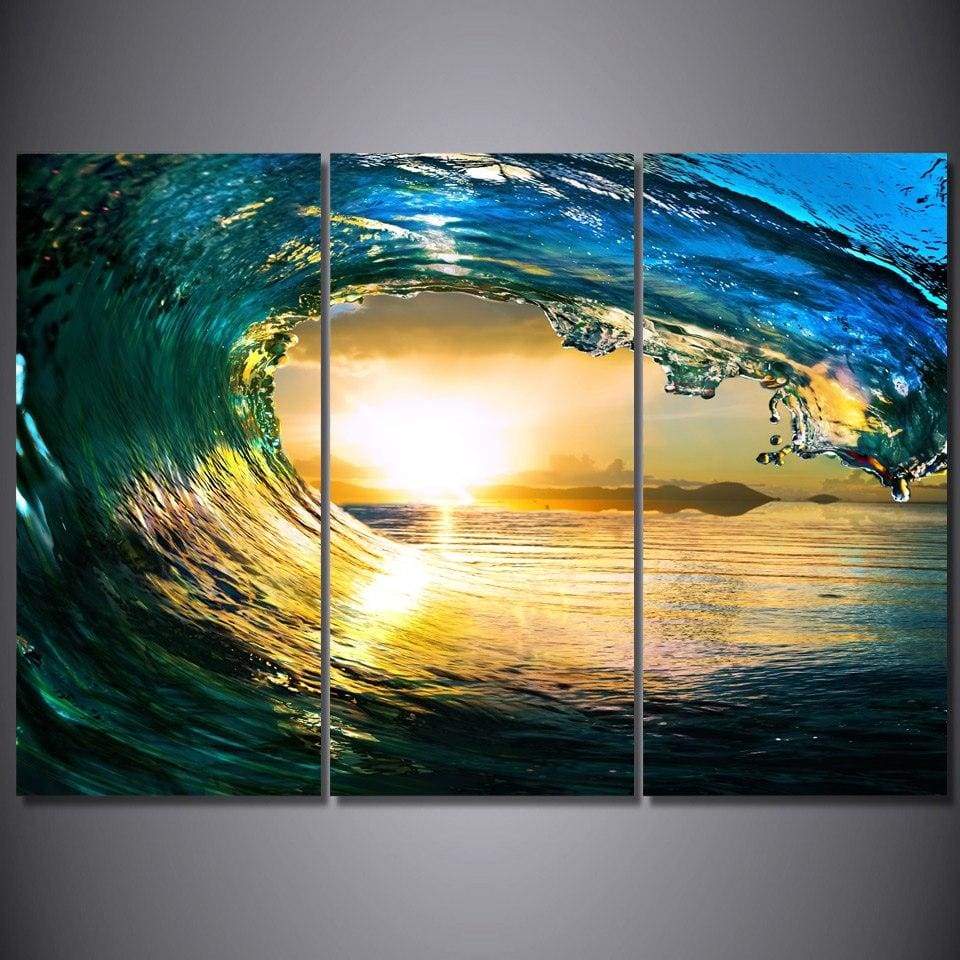 SOLEIL DANS LA VAGUE - Tableau mural sur toile imprimée - Art-Cadre.fr