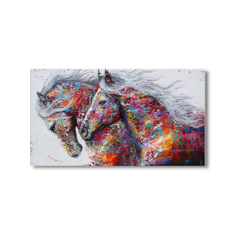 tableau toile cheval multicolore