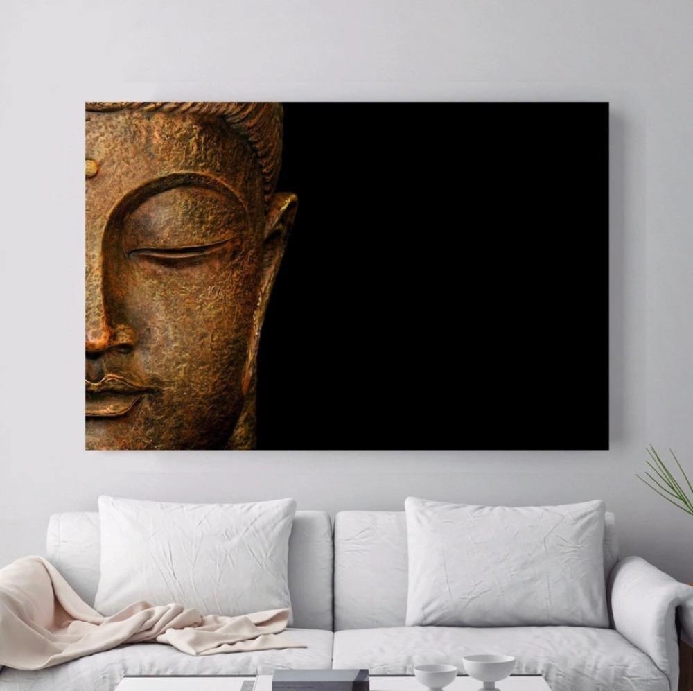 Artaza Peinture Sur Toile Avec Cadre Noir Groot Image De Bouddha Dans La  Forêt 